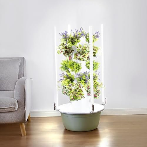 Torre idroponica con luci di coltivazione, sistema di coltivazione di piante, giardino verticale intelligente per interni, kit di germinazione, inclusa pompa dell'acqua e serbatoio dell'acqua, regal