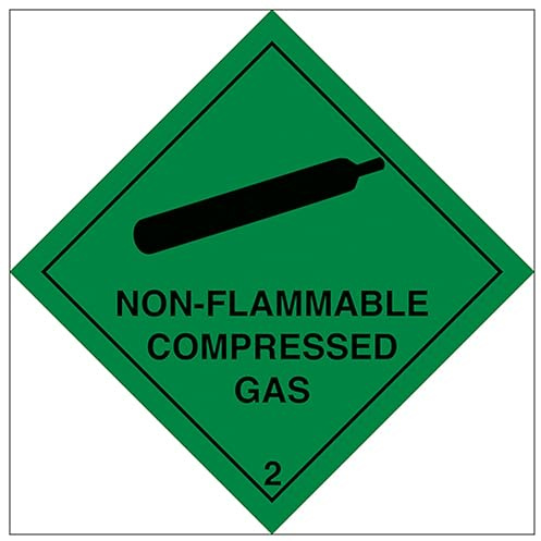 V Safety Hinweisschild Non-Flammable Compressed Gas, 100 x 100 mm, 2 mm, Hartplastik