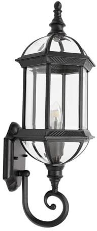CHIMHOON Industriell Metall Glas Wand Lampe, Retro Antik Außen Licht, Wandleuchte Vintage, Außen Garten Beleuchtung Laterne, Wasserdicht 220V Industriell Wandleuchte (Schwarz)