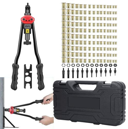 Juego de Herramientas para Remaches Roscados - Juego De Remachadora Manual Para Insertos Roscados - Surtido 10 Métrico De Insertos Para Construcción Fabricación Reparación Automotriz Maquinaria