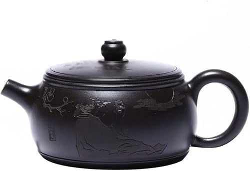 Théière Zisha en Argile Violette Originale Peinte à la Main, gravée, pour clôture de puits, Service à thé Kung-Fu Fait à la Main, théière Noire