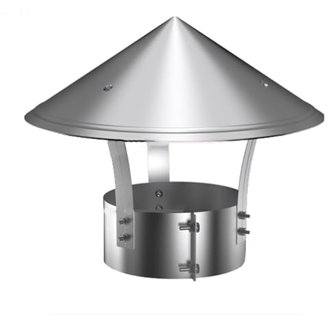 Stove Pipe Topper for Stove Log Burner, 90mm/240mm Rain Hat Chimney Pot Roof Cowl Rain Cover, Tapered Top Roof Cowl for Exterior Fireplace Flue, Silver Easy Installation(190mm/7.5in(201))