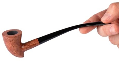 17,5 cm handgjord fick-mini-rökpipa i päronträ | För 9 mm filter | Sammetspåse ingår | Endast för tobaksanvändning
