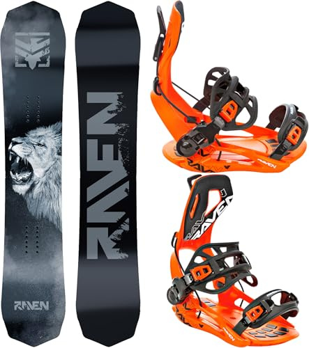 Raven Set de Snowboard: Raven Lion + Fijaciones Fastec FT360 (Snowboard 149 cm + Fijaciones FT360 Naranja M)