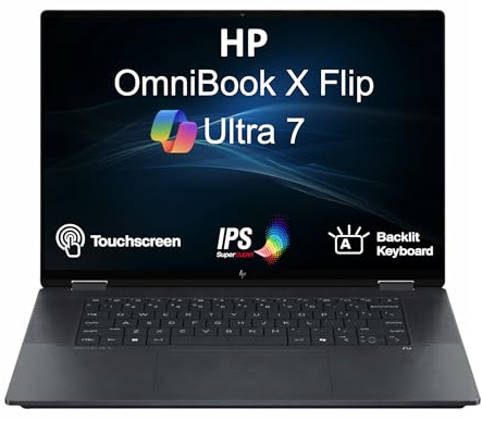 HP OmniBook X Flip Copilot+ PC 2-in-1 Laptop 16 Touchscreen OLED 3K (Intel Ultra 9-288V (UP to 48 Tops), 32GB LPDDR5X, 4TB SSD, Backlit KB, Thunderbolt 4, WiFi 6E, Bluetooth 5.3, Webcam, Win 11 Home)
