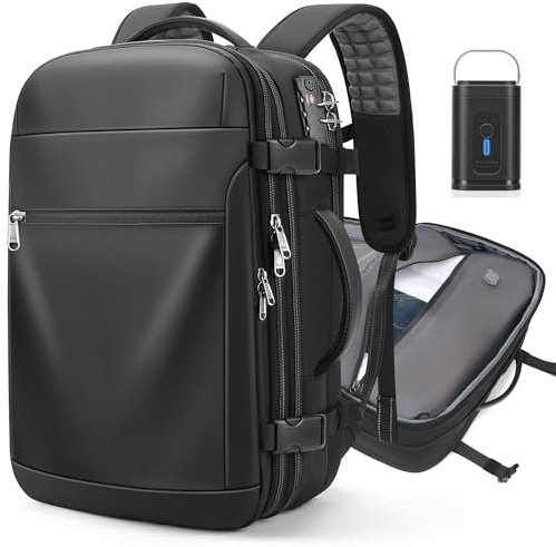 LOKASS Vakuum rucksack, 60L Erweiterbarer Handgepäckrucksack, Reiserucksack Handgepäck Flugzeug, 17 Zoll Laptoprucksack, Großer Herren Damen Rucksack