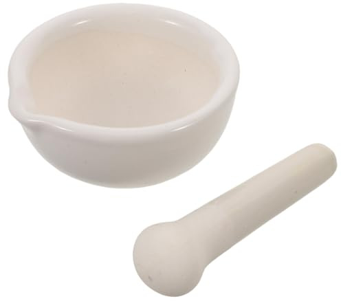 IWOWHERO Mortaio e Pestello in Ceramica 10 CM Macinatore per Noci e Cereali Ciotola per Macinare Spezie e Condimenti Utensile da Cucina Manuale per Preparazione Alimentare e Medicinale
