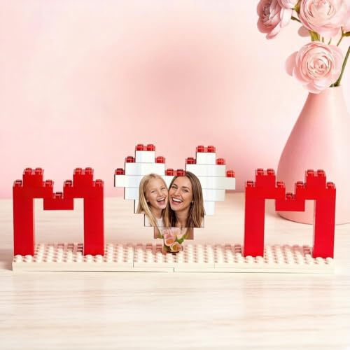 Personalised Photo Puzzle Building Bricks Gift for Mum From Daughter Son Custom Picture Building Blocks Home Decoration Customised Mother's Day Birthday Gifts for Women Grandma Granny Family