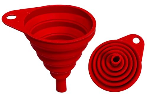 Imbuto Pieghevole in Silicone Qualità Top Lusso Salva Spazio Imbuto da Cucina Fai da Te Mille Usi per Liquidi Riempire Versare Travasare Lavabile in Lavastoviglie Resistente fino a 230 °C Ø 8,5x10 cm
