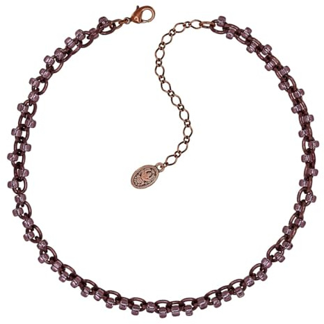 Konplott: Collier Beach Club, modernes Gliederkettencollier mit eingearbeiteten Glasperlen, für Damen/Frauen