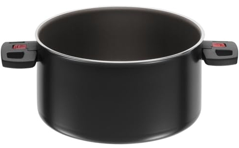 BALLARINI Click + Cook Kochtopf, Antihaftbeschichtet, 24 cm, Mit klappbaren Kunststoff-Griffen, Schwarz