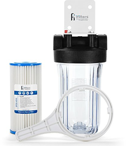 Eau de puits pour toute la maison - Système de filtration complet avec filtre plissé lavable - Boîtier transparent - Ports de 2,5 cm