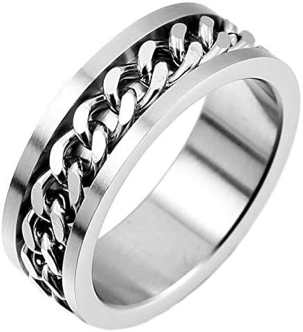 UrbanBijoux Bague fiançailles Alliance Mariage Homme Femme Chaine enchainée Acier - 67
