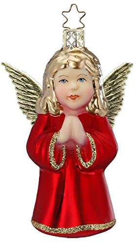 Inge-glas Grehge istmas Tree Decoration - Angel - Colour: Red - Glass - Mouth-Blown - Size: 10 cm