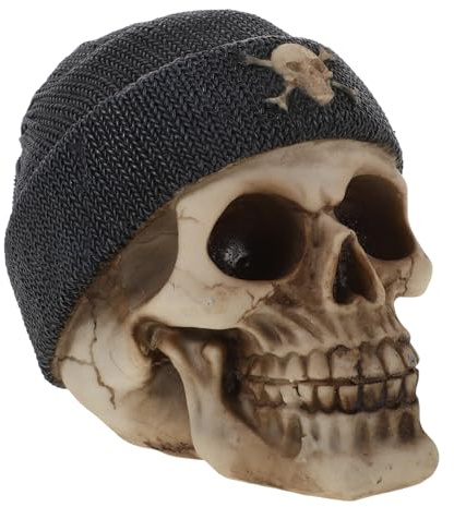 Amosfun Resin Skull Head Halloween Horrible Skull Props Desktop Figurine Ornament