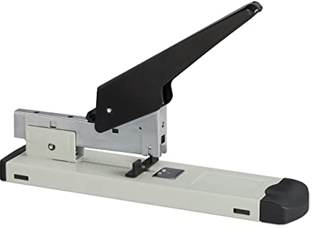 Relaxdays Heftgerät Profi, 100 Blatt Heftleistung, für 24/6 Klammern, bis 70 mm Einlegetiefe, großer Bürotacker, grau