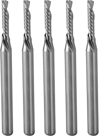 Timelee 1/8 Zoll Schaftdurchmesser 2 mm CED 10 mm CEL 1 Rille Einzelrille Downcut Spiral-Fräser CNC-Fräser für Acryl, PVC, MDF, Aluminium, 5 Stück