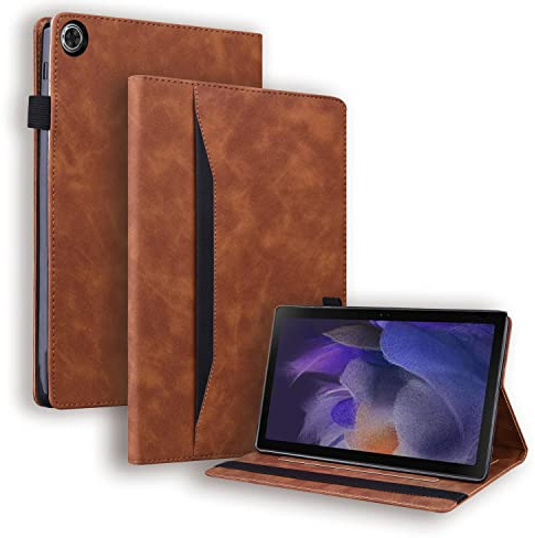 Auslbin Samsung A8 Tablet Hülle 10.5 (2021 Version) PU-Leder mit der Stand Funktion Tablet Case mit Auto Schlaf/Aufwach Schutzhülle für Samsung Galaxy Tab A8 SM-X200 Hülle /X205 (Braun)