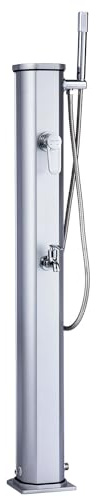 Mini Doccia Solare da Giardino 20L Miscelatore Lavapiedi e Doccetta Grigio Metallizzato