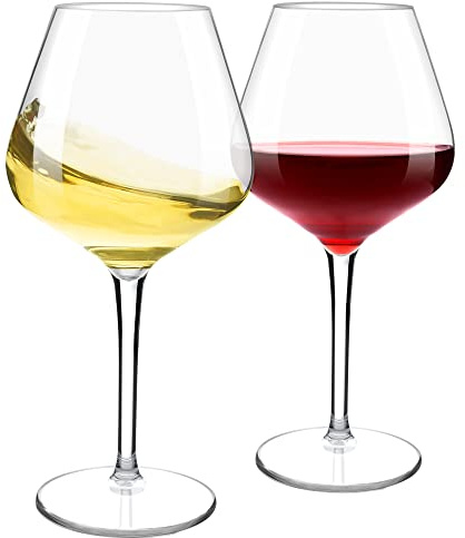 COOKY.D Unbreakable Long Stem Red White Wine Glasses Tritan-Plastic Drinkware Sets Gift Bpa Free Dishwasher Safe 530 ML/18.6 OZ, Set of 2