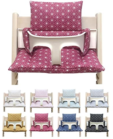 Blausberg Baby - Sitzkissen *41 FARBEN* Kissen Polster Set für Stokke Tripp Trapp Hochstuhl alle Materialien OEKO-TEX ® Standard 100 zertifiziert - 100% made in Hamburg (Happy Star Cranberry Pink Rot)