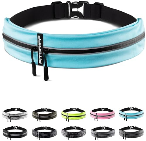 Fitgriff® Marsupio Running - Porta Cellulare Corsa (per Ogni Telefono) per Uomo e Donna - Cintura Jogging per Sportivo, Camminata (Cyan, 62-90 cm di girovita)