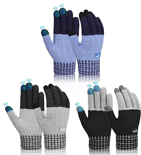 Handschuhe Kinder Winter Fahrradhandschuhe Touchscreen - Warm Winterhandschuhe Thermo Fahrrad Kinderhandschuhe MTB Winddicht Fleece Finger Strick Handschuhe Touch Schwarz für 4-6 Jahre Jungen Mädch
