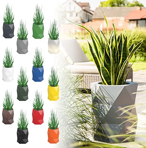 Monumo®️ Modena Blumentopf Groß XXL mit Innenkasten wetterfest, Blumenständer für Garten, Pflanzentopf für Balkon, moderner Blumenvase, Blumenkübel, viele Farben (46 cm x 46 cm x 54 cm, Grau)