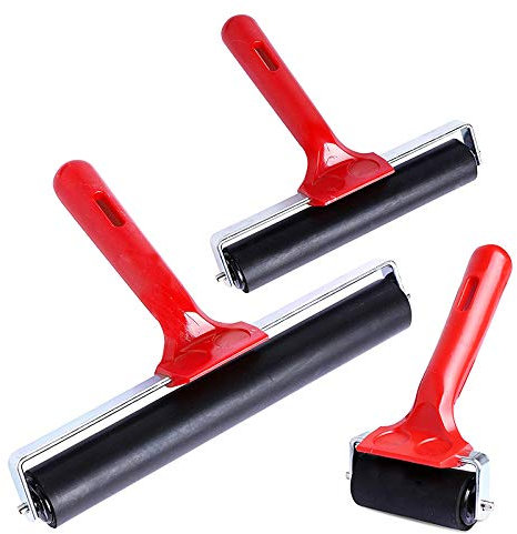 Lubrol 3 Stk. Gummiwalze Gummi Brayer Leimwalze Werkzeuge für die Druckgrafik Stempeln Tapete Kleben Anwendung 6/2.4Zoll, 15Cm/5.9Zoll, 20Cm/7.9Zoll