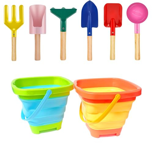 MTDASB Collapsible Beach Toys Set for Kids - Foldable Sand Bucket and Spade Beach Set Kids, Portable Sandpit Toys for Toddlers, Pool & Garden Play
