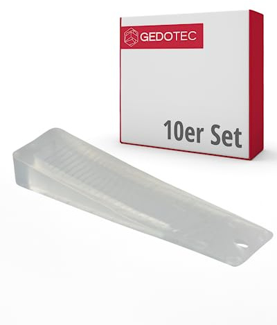 Gedotec Türstopper Keil - Transparent | 10 Stück Robuster und langlebiger Keil aus Kunststoff | Tür Feststeller | Türstopper groß für alle Türen | Fensterstopper Gummikeil Stopper
