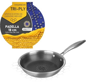 KASANOVA Padella antiaderente 20 cm Tri-ply, Rivestimento nido d'ape, Forno e tutti i piani cottura