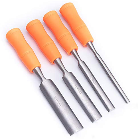Cincel para Madera con diseño Resistente, Hoja de Acero endurecido y Templado, cincel para Trabajar la Madera para Uso con Martillo o mazo, Juego de 4 Piezas