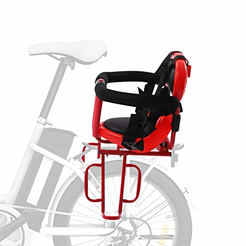 KOLHGNSE Kinder Fahrradsitz Hinten, Kindersicherheits Fahrradsitz Kinderfahrradsitz Hinten für 6 Monate -6 Jahren Kindersitz Fahrrad mit Sicherheitsgurt für Klappräder, Mountainbikes, Rennräder (Rot)