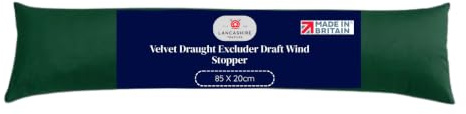 Lancashire Textiles Velvet Draught Excluder Door & Window – Weighted Hollow Filled Draft Stopper, Energy Saving Door Seal, Cold Air Blocker & Insulated Draft Guard (Forest Green - 85x20cm)