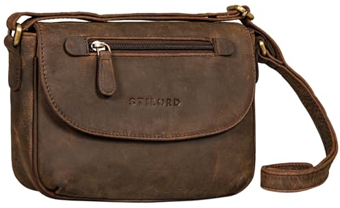 STILORD 'Tamara' Kleine Handtasche Damen Leder Braun Umhängetasche Vintage für Frauen zum Ausgehen Abendtasche Partytasche Elegante Echtleder Tasche, Farbe:colorado - braun