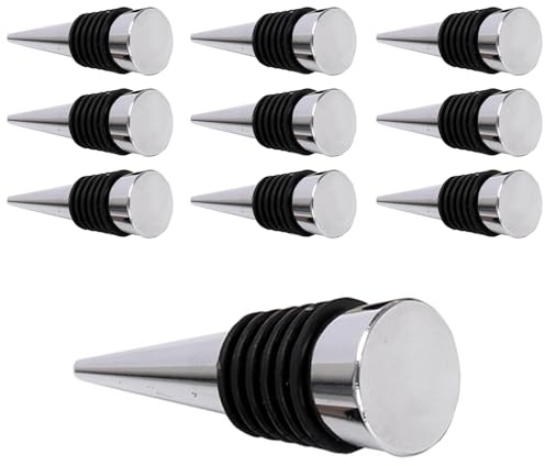 tooloflife 10Pcs Wine Bottle Stoppers, Reusable Bottle Saver Sealer Aluminum Alloy Wine Corks for Wine Champagne Beer Spirits Collection (Without Hole)
