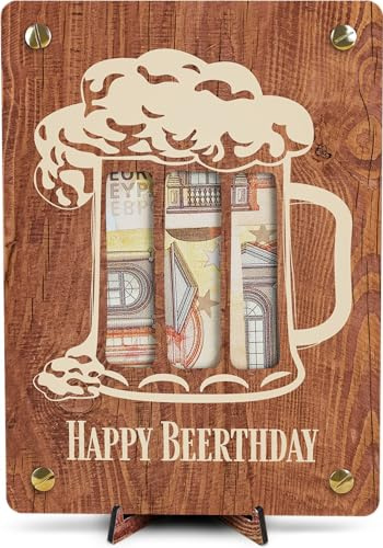 Bier - XL Geldgeschenk aus Holz inkl. Ständer | Biergeschenk - Bier Geschenke Für Männer, Bier Geschenk, Karte Männer Geburtstag, Geschenk für Männer, Biergeschenk