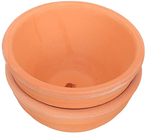POPETPOP 2 Pcs Terracotta Threaded Planter Decorative Plants Small Plant Pots Flower Pots Flower Pots for Indoor Plants Shallow Terracotta Bowl Household Small Container