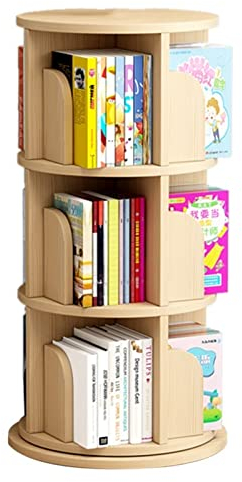 GaRcan Bücherregale, drehbares Bücherregal, 360°-Bodenaufbewahrung, Holz-Bilderbuchregal, Wohnzimmerregal (Holz)
