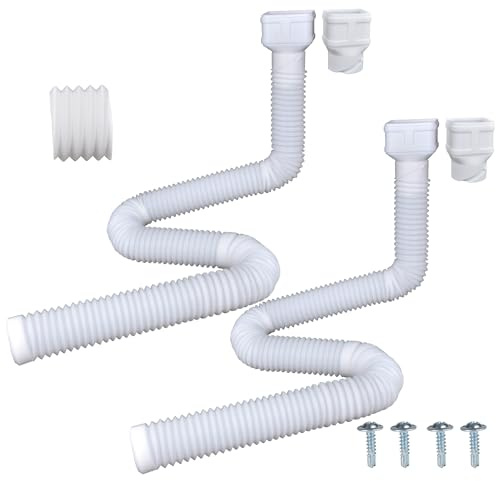 Prestantious 7ft Long Gutter Downspout Extensions, 3.1” OD Gutter Downspout Extender Pipe for 2×3 Downspout and 3×4Downspout, Flexible Pipe Stretched Length 7ft, White,2-Pack