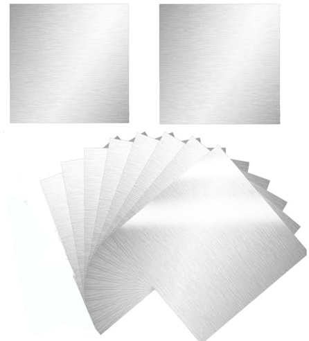 ADERTOS 10 PCS Placa de Aluminio, 20x20cm Plancha de 0.2cm, Chapa Plata Para Modelismo y Construcción de Ferias