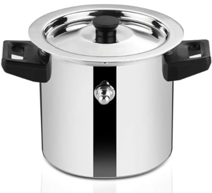 Lalit Kishori Stainless Steel Milk Boiler | Whistle Milk Pot | Warm Milk Jug with Handle | Double Wall Milk Cooker with Funnel (Stainless Steel, 5 Liter), Silver