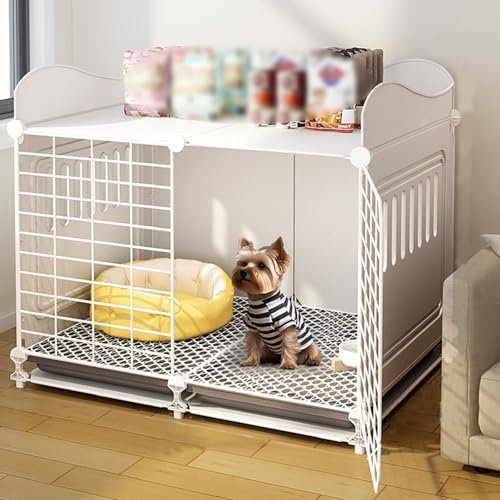 Hundebox Kleine Hunde Top Verbessert Regal Gehäuse Verdickt und Gehärtet Indoor Hundebox für Kleine und Mittlere Hunde Schwarz Weiß(White,75 * 49 * 55CM)