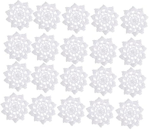 SEWACC 20stücke Handgehäkelte Spitzen-blumen Applikationen Aus Baumwolle Für Kunst Handwerk Diy Blumenschmuck Broschen Stirnbänder Blumenkränze
