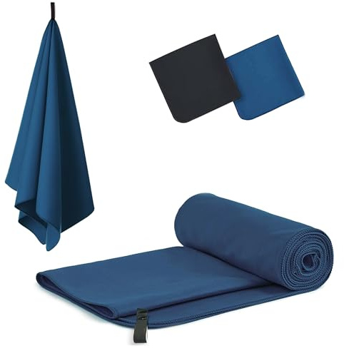 Lepat Microfibre towel, Ultra Lightweight Gym Towel, Super Absorbent Compact Camping Towel, Quick Dry Microfiber Towels for Sports Hiking Travel Camping Beach Swimming (Navy Blue, 40 * 60cm)