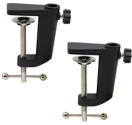 2 Piezas Soporte De Montaje En Forma De C, Abrazadera De Soporte Fijo De Escritorio, Soporte De Clip De Lámpara De Mesa, Escritorio Mesa Montaje Abrazadera, Para Fijar Lámparas y Micrófonos (Negro) | Abrazadera de escritorio metal, soporte de mesa para micrófono, abrazadera de aluminio para fijación de lámparas (negro)