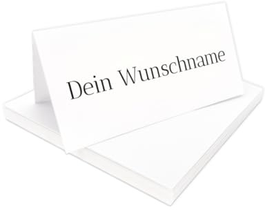 PuK Tischkarten personalisiert weiß | Individuelle Namen eingedruckt | Tischkärtchen Papier Hochzeit Geburtstag | Personalisierte Namenskarten | Weiße Tischkarten personalisiert