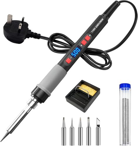 ZONJIE Soldering Iron Kit, 90W LCD Digital Temperature Adjustable 180-500°C Solder Kits, Soldering Gun Welding Tool for Electronics Soldering, Stained Glass Soldering, High Power Soldering