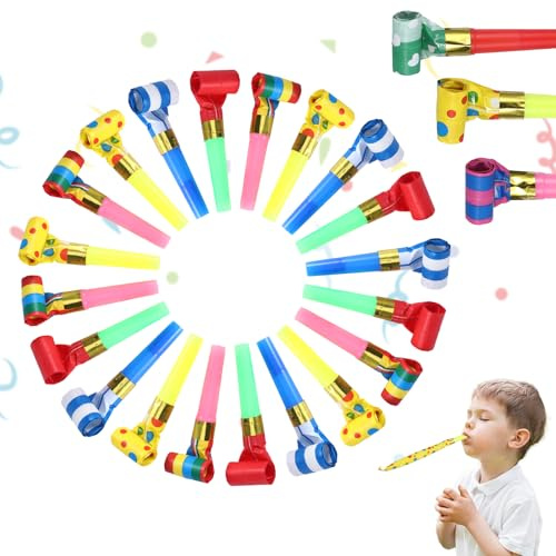 50 Stück Tröten Kindergeburtstag, Lustige Tröte für Kindergeburtstag Spiele, Trompete Kinder für Party Zubehör, Buntes Party- & Scherzartikel Kinder Spielzeug für Neujahr, Weihnachten(Farbig Gemischt)